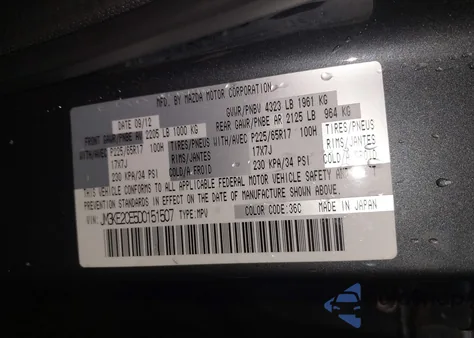 2013 Mazda Cx-5 Touring z USA, uszkodzony, nr VIN JM3KE2CE5D0151507